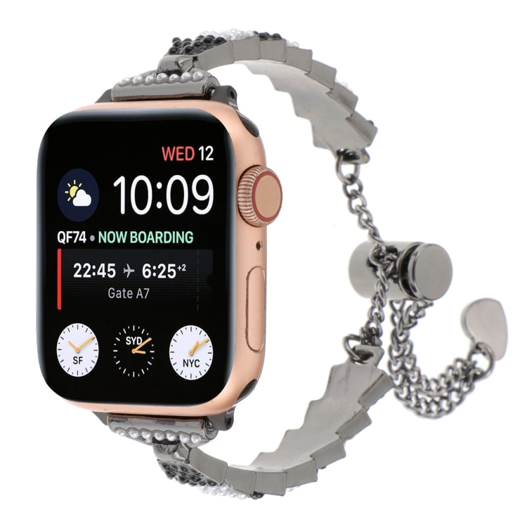 Muschelperlen Kettenarmband Metall Uhrenarmband, Für Apple Watch SE 40mm, Für Apple Watch SE 44mm, Für Apple Watch Series 6 40mm, Für Apple Watch Series 6 44mm, Für Apple Watch Series 5 44mm, Für Apple Watch Series 5 40mm, Für Apple Watch Series 4 44mm
