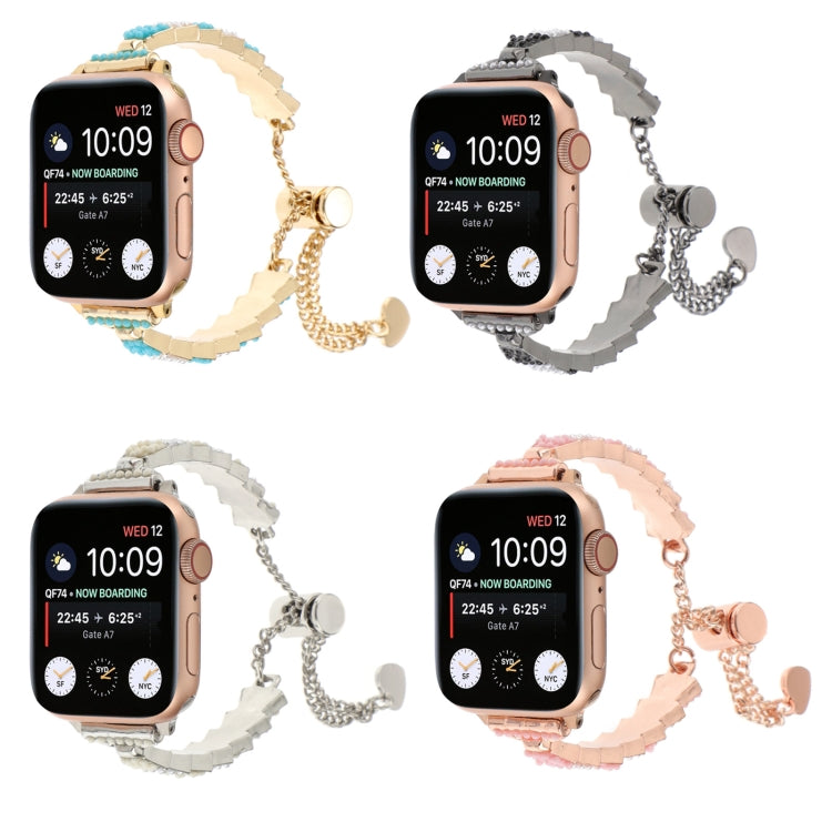 Shell Beads Chain Bracelet Metal Watch Band, For Apple Watch SE 40mm, For Apple Watch SE 44mm, For Apple Watch Series 6 40mm, For Apple Watch Series 6 44mm, For Apple Watch Series 5 44mm, For Apple Watch Series 5 40mm, For Apple Watch Series 4 44mm    ...