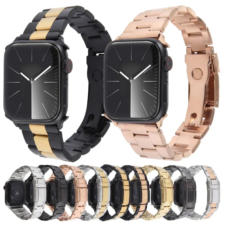 Dreireihiges Edelstahl-Uhrenarmband, für Apple Watch 38 mm