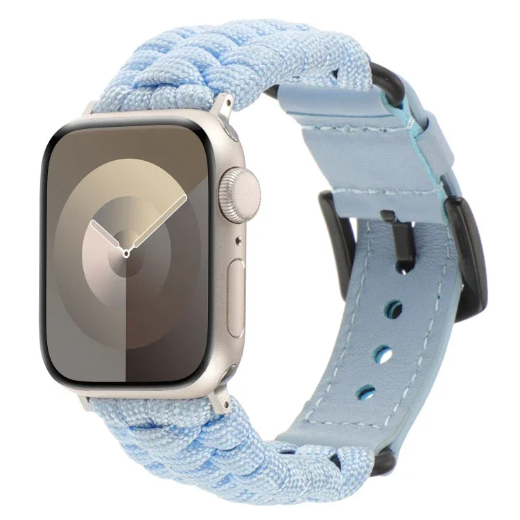 Schlichtes Uhrenarmband aus Paracord und echtem Leder, für Apple Watch 42 mm und 38 mm