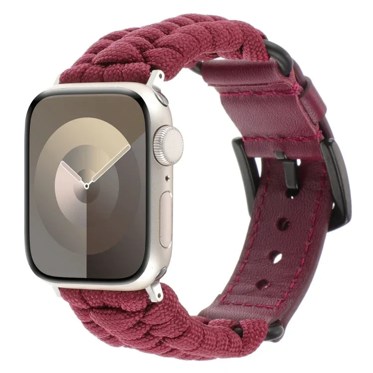 Schlichtes Uhrenarmband aus Paracord und echtem Leder, für Apple Watch 42 mm und 38 mm