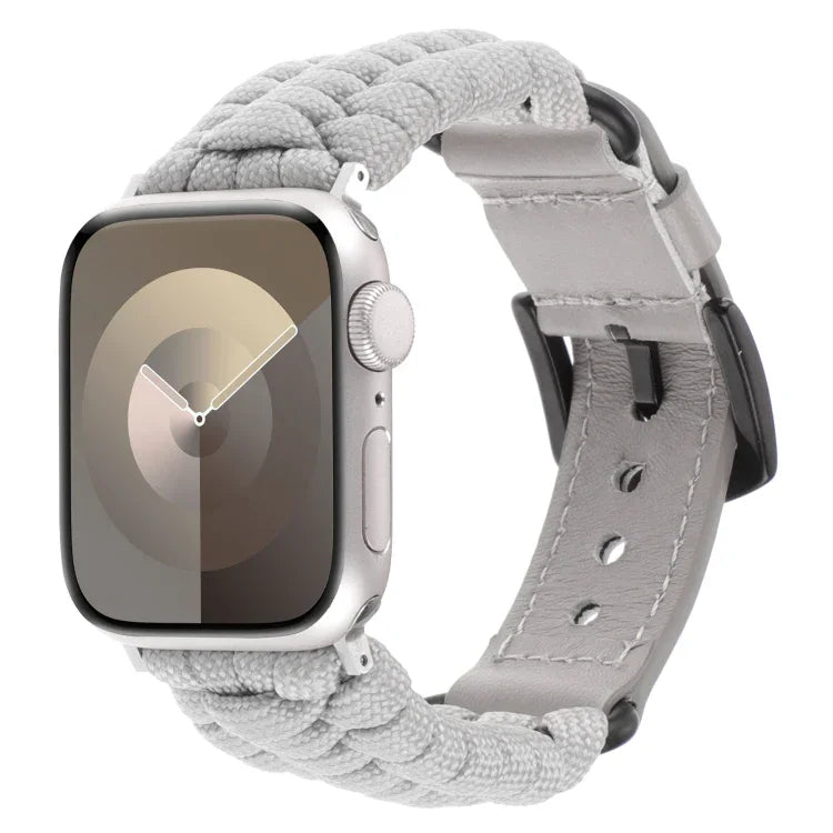 Schlichtes Uhrenarmband aus Paracord und echtem Leder, für Apple Watch 42 mm und 38 mm