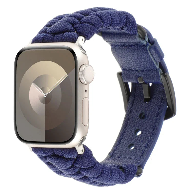 Schlichtes Uhrenarmband aus Paracord und echtem Leder, für Apple Watch 42 mm und 38 mm