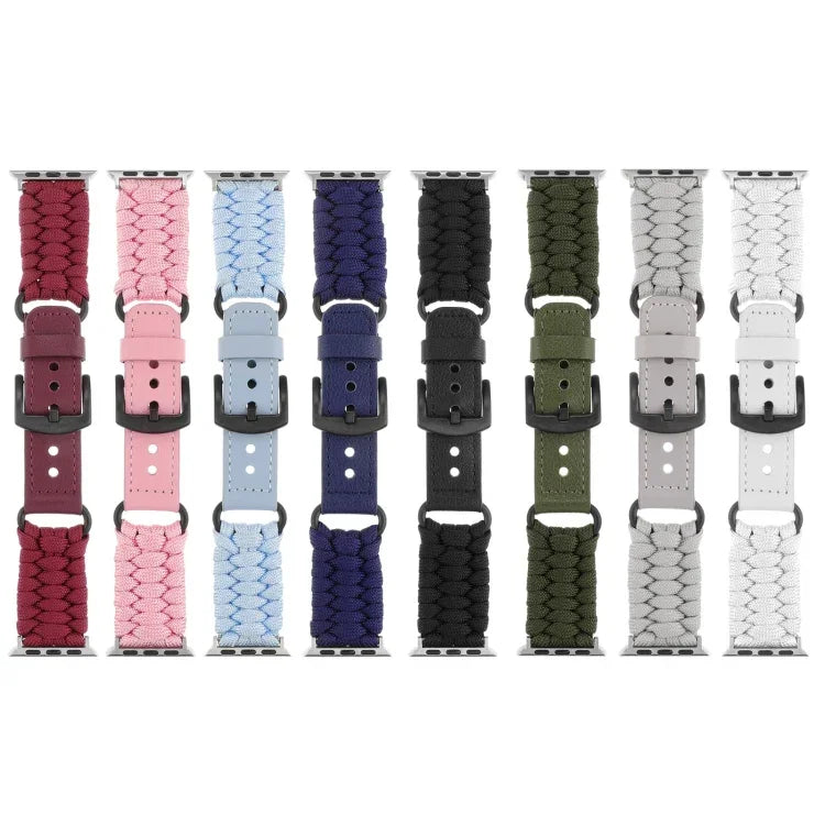 Schlichtes Uhrenarmband aus Paracord und echtem Leder, für Apple Watch 42 mm und 38 mm