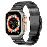 Sicherheitsschnalle Trapez Titan-Stahl-Uhrenarmband, für Apple Watch SE 2023 44mm, für Apple Watch SE 2023 40mm, für Apple Watch Ultra 2 49mm, für Apple Watch Series 9 45mm, für Apple Watch Series 9 41mm, für Apple Watch Ultra 49mm
