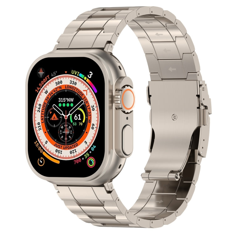Sicherheitsschnalle Trapez Titan-Stahl-Uhrenarmband, für Apple Watch SE 2023 44mm, für Apple Watch SE 2023 40mm, für Apple Watch Ultra 2 49mm, für Apple Watch Series 9 45mm, für Apple Watch Series 9 41mm, für Apple Watch Ultra 49mm