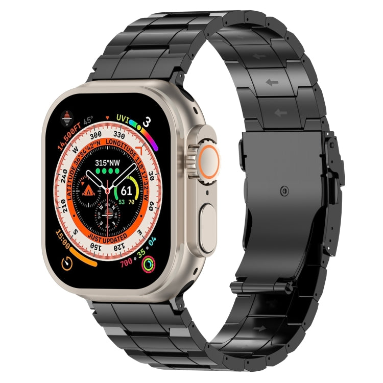 Sicherheitsschnalle Trapez Titan-Stahl-Uhrenarmband, für Apple Watch SE 2023 44mm, für Apple Watch SE 2023 40mm, für Apple Watch Ultra 2 49mm, für Apple Watch Series 9 45mm, für Apple Watch Series 9 41mm, für Apple Watch Ultra 49mm