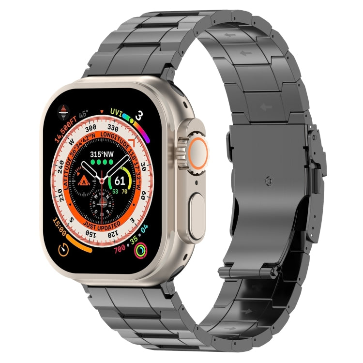 Sicherheitsschnalle Trapez Titan-Stahl-Uhrenarmband, für Apple Watch SE 2023 44mm, für Apple Watch SE 2023 40mm, für Apple Watch Ultra 2 49mm, für Apple Watch Series 9 45mm, für Apple Watch Series 9 41mm, für Apple Watch Ultra 49mm