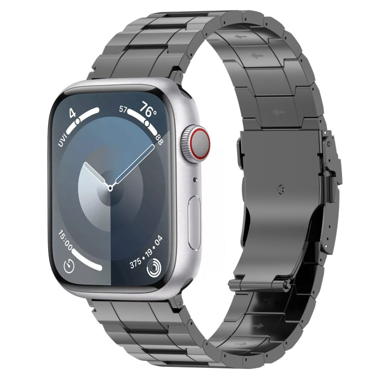 Sicherheitsschnalle Trapez Titan-Stahl-Uhrenarmband, für Apple Watch SE 2023 44mm, für Apple Watch SE 2023 40mm, für Apple Watch Ultra 2 49mm, für Apple Watch Series 9 45mm, für Apple Watch Series 9 41mm, für Apple Watch Ultra 49mm