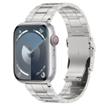 Sicherheitsschnalle Trapez Titan-Stahl-Uhrenarmband, für Apple Watch SE 2023 44mm, für Apple Watch SE 2023 40mm, für Apple Watch Ultra 2 49mm, für Apple Watch Series 9 45mm, für Apple Watch Series 9 41mm, für Apple Watch Ultra 49mm
