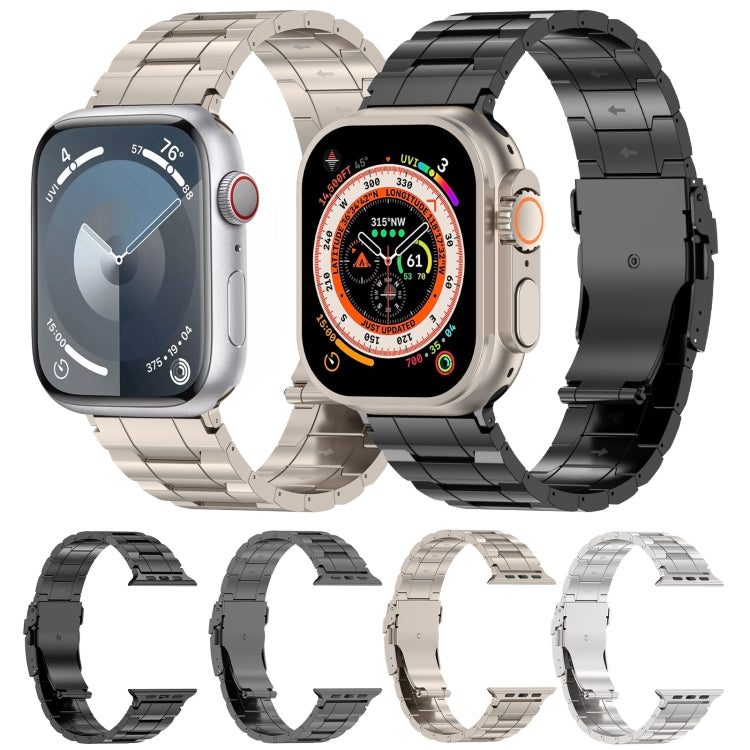 Sicherheitsschnalle Trapez Titan-Stahl-Armband, für Apple Watch SE 40mm, für Apple Watch SE 44mm, für Apple Watch Series 6 40mm, für Apple Watch Series 6 44mm, für Apple Watch Series 5 44mm, für Apple Watch Series 5 40mm, für Apple Watch Series 4 44...