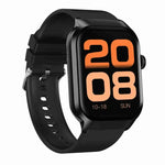 Smartwatch mit Bluetooth-Anruffunktion, Silikonarmband (5,1 cm), unterstützt Herzfrequenzmessung und nicht-invasive Blutzuckermessung. Erhältlich in Schwarz und Hellgelb.