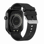 Smartwatch mit Bluetooth-Anruffunktion, Silikonarmband (5,1 cm), unterstützt Herzfrequenzmessung und nicht-invasive Blutzuckermessung. Erhältlich in Schwarz und Hellgelb.