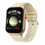 Smartwatch mit Bluetooth-Anruffunktion, Silikonarmband (5,1 cm), unterstützt Herzfrequenzmessung und nicht-invasive Blutzuckermessung. Erhältlich in Schwarz und Hellgelb.