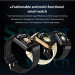 Smartwatch mit Bluetooth-Anruffunktion, Silikonarmband (5,1 cm), unterstützt Herzfrequenzmessung und nicht-invasive Blutzuckermessung. Erhältlich in Schwarz und Hellgelb.
