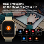 Smartwatch mit Bluetooth-Anruffunktion, Silikonarmband (5,1 cm), unterstützt Herzfrequenzmessung und nicht-invasive Blutzuckermessung. Erhältlich in Schwarz und Hellgelb.