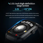 Smartwatch mit Bluetooth-Anruffunktion, Silikonarmband (5,1 cm), unterstützt Herzfrequenzmessung und nicht-invasive Blutzuckermessung. Erhältlich in Schwarz und Hellgelb.