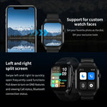 Smartwatch mit Bluetooth-Anruffunktion, Silikonarmband (5,1 cm), unterstützt Herzfrequenzmessung und nicht-invasive Blutzuckermessung. Erhältlich in Schwarz und Hellgelb.