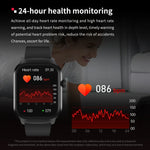 Smartwatch mit Bluetooth-Anruffunktion, Silikonarmband (5,1 cm), unterstützt Herzfrequenzmessung und nicht-invasive Blutzuckermessung. Erhältlich in Schwarz und Hellgelb.