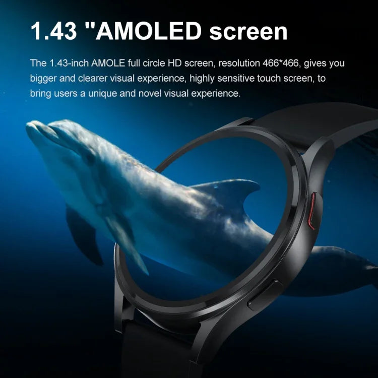 1,43 Zoll breite Smartwatch mit Bluetooth-Anruffunktion, EKG- und nicht-invasiver Blutzuckermessung, Silikonarmband Schwarz, Silikonarmband Hellgelb
