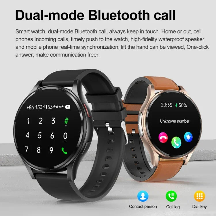 1,43 Zoll breite Smartwatch mit Bluetooth-Anruffunktion, EKG- und nicht-invasiver Blutzuckermessung, Silikonarmband Schwarz, Silikonarmband Hellgelb