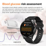 1,43 Zoll breite Smartwatch mit Bluetooth-Anruffunktion, EKG- und nicht-invasiver Blutzuckermessung, Silikonarmband Schwarz, Silikonarmband Hellgelb