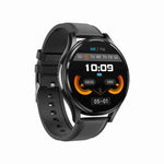 Smartwatch mit Bluetooth-Anruffunktion, Lederarmband (1,43 Zoll), EKG- und nicht-invasiver Blutzuckermessung, Lederarmband schwarz, Lederarmband braun