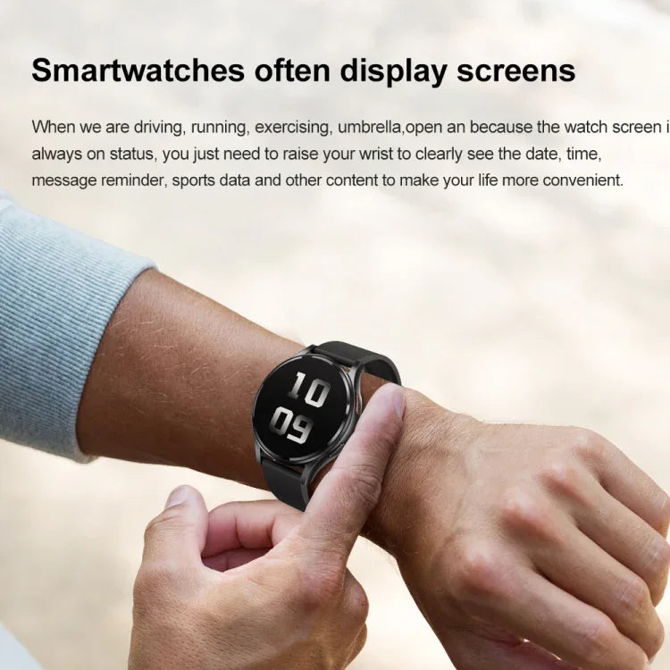 Smartwatch mit Bluetooth-Anruffunktion, Lederarmband (1,43 Zoll), EKG- und nicht-invasiver Blutzuckermessung, Lederarmband schwarz, Lederarmband braun