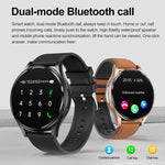 Smartwatch mit Bluetooth-Anruffunktion, Lederarmband (1,43 Zoll), EKG- und nicht-invasiver Blutzuckermessung, Lederarmband schwarz, Lederarmband braun