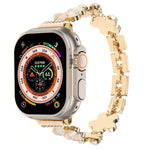 5-blättriges Blumen Zinklegierung Ketten Uhrenarmband, Für Apple Watch SE 2023 44mm, Für Apple Watch SE 2023 40mm, Für Apple Watch Ultra 2 49mm, Für Apple Watch Series 9 45mm, Für Apple Watch Series 9 41mm, Für Apple Watch Ultra 49mm