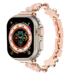5-blättriges Blumen Zinklegierung Ketten Uhrenarmband, Für Apple Watch SE 2023 44mm, Für Apple Watch SE 2023 40mm, Für Apple Watch Ultra 2 49mm, Für Apple Watch Series 9 45mm, Für Apple Watch Series 9 41mm, Für Apple Watch Ultra 49mm