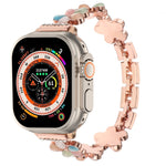 5-blättriges Blumen Zinklegierung Ketten Uhrenarmband, Für Apple Watch SE 2023 44mm, Für Apple Watch SE 2023 40mm, Für Apple Watch Ultra 2 49mm, Für Apple Watch Series 9 45mm, Für Apple Watch Series 9 41mm, Für Apple Watch Ultra 49mm