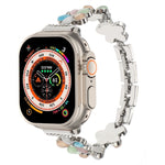 5-blättriges Blumen Zinklegierung Ketten Uhrenarmband, Für Apple Watch SE 2023 44mm, Für Apple Watch SE 2023 40mm, Für Apple Watch Ultra 2 49mm, Für Apple Watch Series 9 45mm, Für Apple Watch Series 9 41mm, Für Apple Watch Ultra 49mm