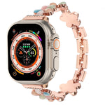 5-blättriges Blumen Zinklegierung Ketten Uhrenarmband, Für Apple Watch SE 2023 44mm, Für Apple Watch SE 2023 40mm, Für Apple Watch Ultra 2 49mm, Für Apple Watch Series 9 45mm, Für Apple Watch Series 9 41mm, Für Apple Watch Ultra 49mm