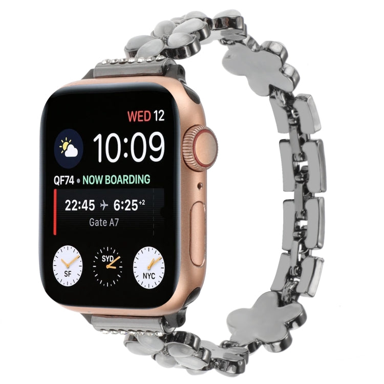 Armband aus Zinklegierung mit 5-blättriger Blume für Apple Watch Series 4 44mm, für Apple Watch Series 4 40mm, für Apple Watch Series 3 38mm, für Apple Watch Series 3 42mm, für Apple Watch Series 2 42mm, für Apple Watch Series 2 38mm