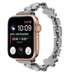 5-blättriges Blumen Zinklegierung Ketten Uhrenarmband, Für Apple Watch Series 4 44mm, Für Apple Watch Series 4 40mm, Für Apple Watch Series 3 38mm, Für Apple Watch Series 3 42mm, Für Apple Watch Series 2 42mm, Für Apple Watch Series 2 38mm