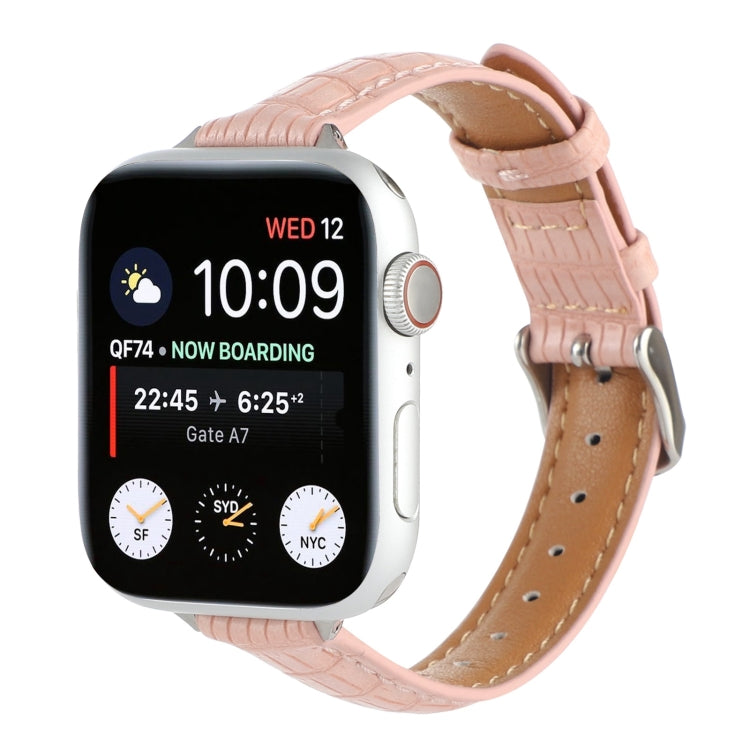 Schlankes Krokodilleder Uhrenarmband, Für Apple Watch SE 2023 44mm, Für Apple Watch SE 2023 40mm, Für Apple Watch Ultra 2 49mm, Für Apple Watch Series 9 45mm, Für Apple Watch Series 9 41mm, Für Apple Watch Ultra 49mm