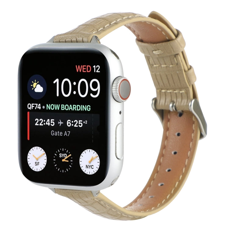 Schlankes Krokodilleder Uhrenarmband, Für Apple Watch SE 2023 44mm, Für Apple Watch SE 2023 40mm, Für Apple Watch Ultra 2 49mm, Für Apple Watch Series 9 45mm, Für Apple Watch Series 9 41mm, Für Apple Watch Ultra 49mm
