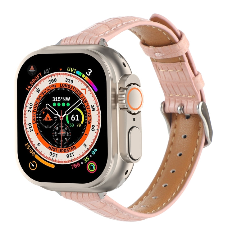Schlankes Krokodilleder Uhrenarmband, Für Apple Watch SE 2023 44mm, Für Apple Watch SE 2023 40mm, Für Apple Watch Ultra 2 49mm, Für Apple Watch Series 9 45mm, Für Apple Watch Series 9 41mm, Für Apple Watch Ultra 49mm