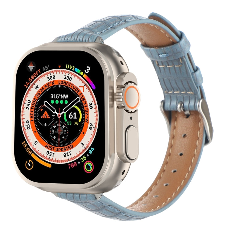 Schlankes Krokodilleder Uhrenarmband, Für Apple Watch SE 2023 44mm, Für Apple Watch SE 2023 40mm, Für Apple Watch Ultra 2 49mm, Für Apple Watch Series 9 45mm, Für Apple Watch Series 9 41mm, Für Apple Watch Ultra 49mm