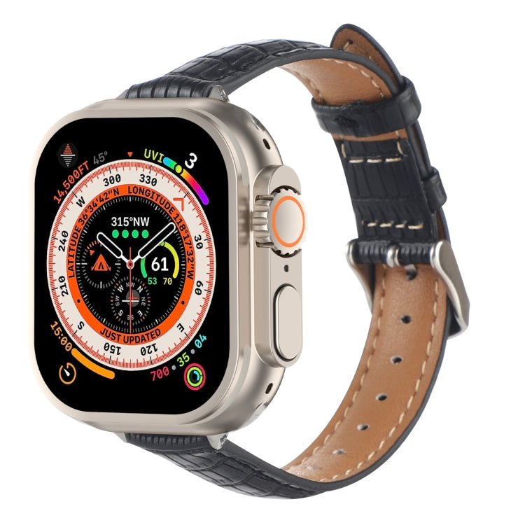 Schlankes Krokodilleder Uhrenarmband, Für Apple Watch SE 2023 44mm, Für Apple Watch SE 2023 40mm, Für Apple Watch Ultra 2 49mm, Für Apple Watch Series 9 45mm, Für Apple Watch Series 9 41mm, Für Apple Watch Ultra 49mm