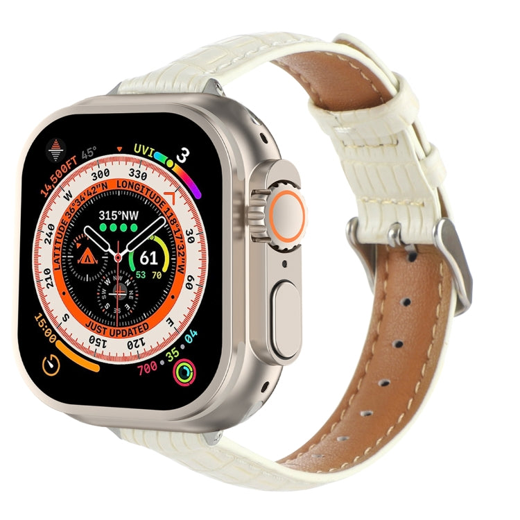 Schlankes Krokodilleder Uhrenarmband, Für Apple Watch SE 2023 44mm, Für Apple Watch SE 2023 40mm, Für Apple Watch Ultra 2 49mm, Für Apple Watch Series 9 45mm, Für Apple Watch Series 9 41mm, Für Apple Watch Ultra 49mm