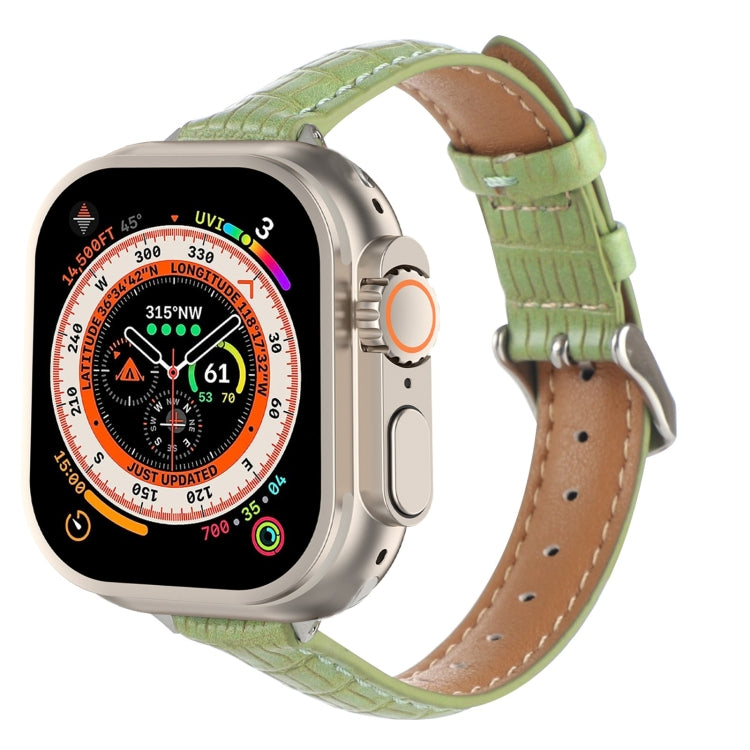 Schlankes Krokodilleder Uhrenarmband, Für Apple Watch SE 2023 44mm, Für Apple Watch SE 2023 40mm, Für Apple Watch Ultra 2 49mm, Für Apple Watch Series 9 45mm, Für Apple Watch Series 9 41mm, Für Apple Watch Ultra 49mm