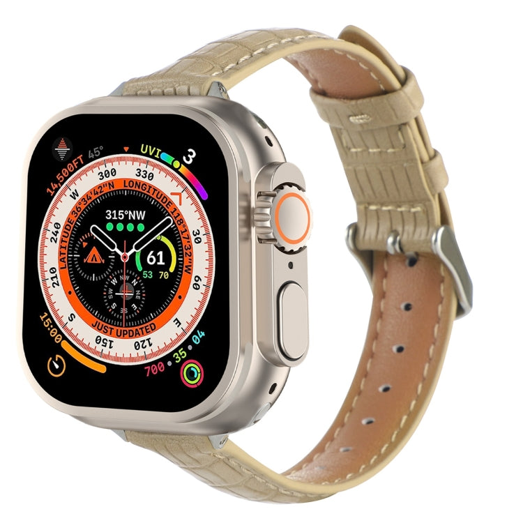 Schlankes Krokodilleder Uhrenarmband, Für Apple Watch SE 2023 44mm, Für Apple Watch SE 2023 40mm, Für Apple Watch Ultra 2 49mm, Für Apple Watch Series 9 45mm, Für Apple Watch Series 9 41mm, Für Apple Watch Ultra 49mm