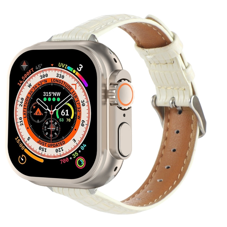 Schlankes Krokodilleder Uhrenarmband, Für Apple Watch SE 2023 44mm, Für Apple Watch SE 2023 40mm, Für Apple Watch Ultra 2 49mm, Für Apple Watch Series 9 45mm, Für Apple Watch Series 9 41mm, Für Apple Watch Ultra 49mm