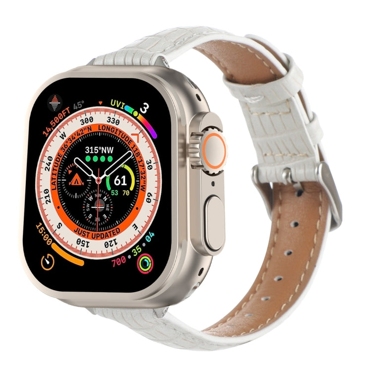 Schlankes Krokodilleder Uhrenarmband, Für Apple Watch SE 2023 44mm, Für Apple Watch SE 2023 40mm, Für Apple Watch Ultra 2 49mm, Für Apple Watch Series 9 45mm, Für Apple Watch Series 9 41mm, Für Apple Watch Ultra 49mm