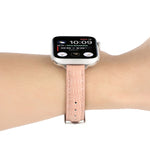 Schlankes Krokodilleder Uhrenarmband, Für Apple Watch Series 8 41mm, Für Apple Watch Series 8 45mm, Für Apple Watch SE 2022 40mm, Für Apple Watch SE 2022 44mm, Für Apple Watch Series 7 41mm, Für Apple Watch Series 7 45mm