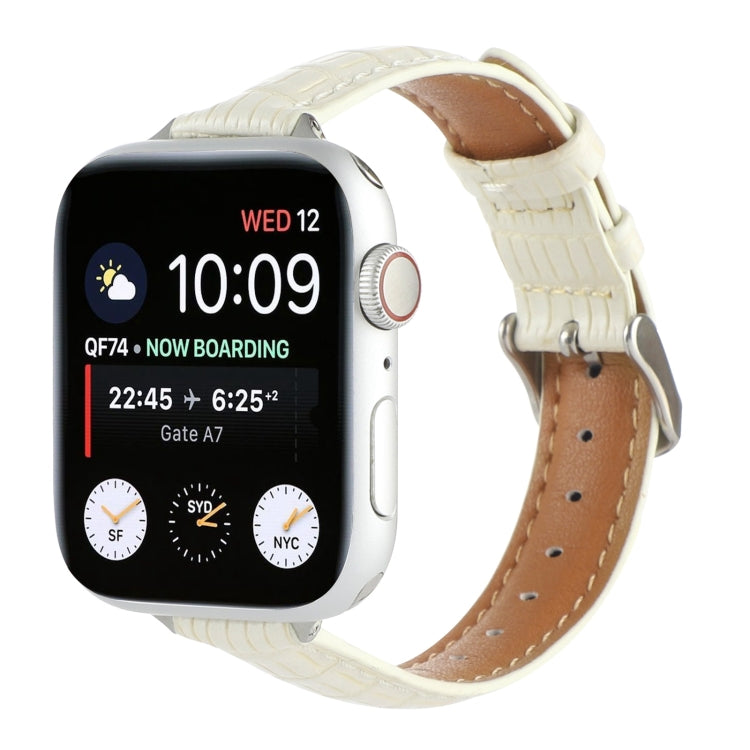 Schlankes Krokodilleder Uhrenarmband, Für Apple Watch Series 8 41mm, Für Apple Watch Series 8 45mm, Für Apple Watch SE 2022 40mm, Für Apple Watch SE 2022 44mm, Für Apple Watch Series 7 41mm, Für Apple Watch Series 7 45mm
