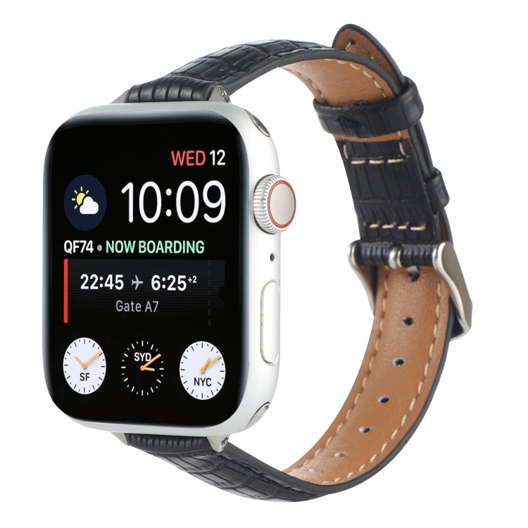 Schlankes Krokodilleder Uhrenarmband, Für Apple Watch Series 4 44mm, Für Apple Watch Series 4 40mm, Für Apple Watch Series 3 38mm, Für Apple Watch Series 3 42mm, Für Apple Watch Series 2 42mm, Für Apple Watch Series 2 38mm