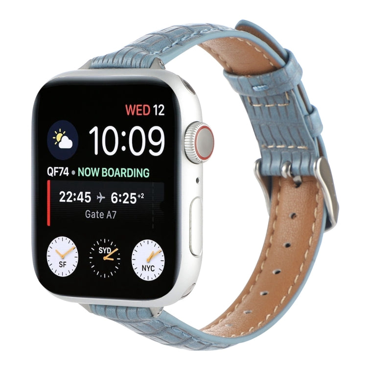 Schlankes Krokodilleder Uhrenarmband, Für Apple Watch Series 4 44mm, Für Apple Watch Series 4 40mm, Für Apple Watch Series 3 38mm, Für Apple Watch Series 3 42mm, Für Apple Watch Series 2 42mm, Für Apple Watch Series 2 38mm